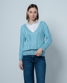 Ermanno Scervino Голубой пуловер с фактурным узором с кристаллами D445M327CTHZF