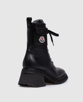 Moncler Черные кожаные черви Gigi с логотипом J209B4F00120M4334