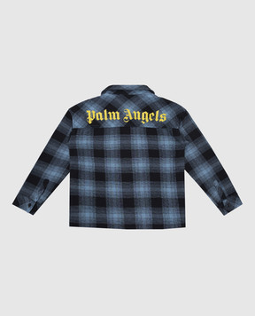 Palm Angels Детская синяя рубашка в клетку Рalms check PBGE006S25FAB00112+