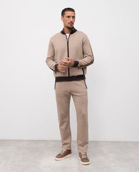 Bertolo Cashmere Бежеві спортивні штани з контрастним окантуванням 902088001965