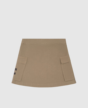Off-White Юбка детская мини цвета хаки с принтом Arrow OGCC027S25FAB001