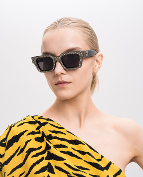 Off-White Черные очки Virgil Gold с кристаллами OERI126C99PLA001