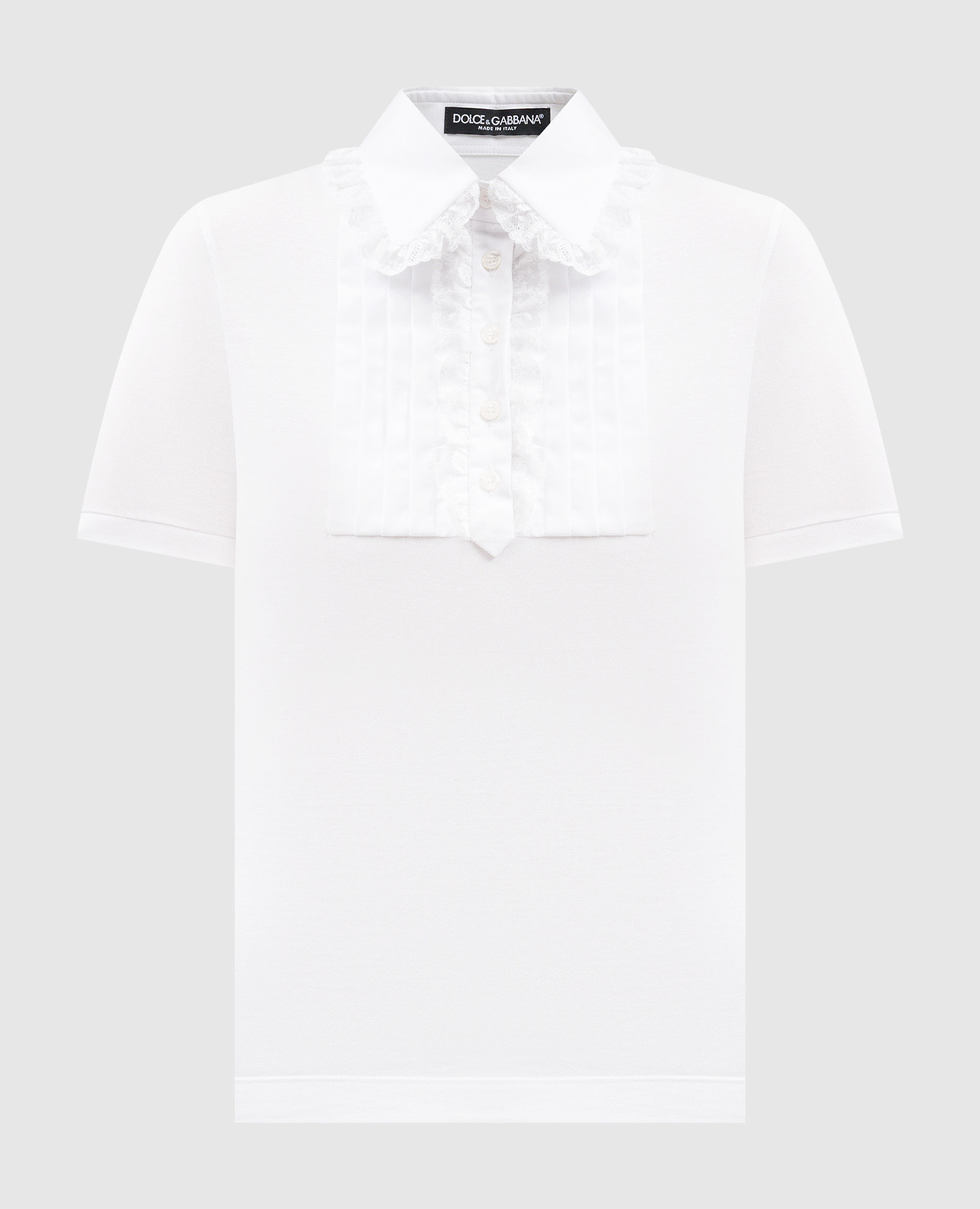 

Белое поло с кружевом, Белый, Поло