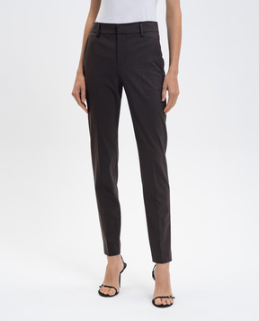 Brunello Cucinelli Коричневые брюки с шерстью с цепочкой мониль MPW07P8584
