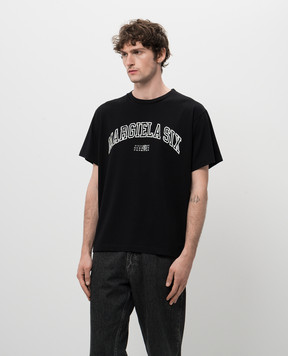 Maison Margiela MM6 Чорна футболка з принтом логотипа SH0GC0046S24312