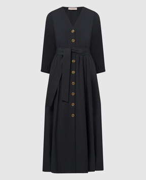 Twinset Черное платье-рубашка с поясом 241TT2051