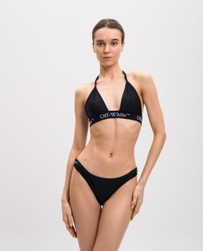 Off-White Чорний купальник з візерунком логотипа OWFE001S25JER001