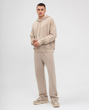 Off-White Бежевые худи с принтом логотипа OMBB085F24FLE007