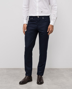 Brunello Cucinelli Сині штани з вовни з логотипом ME226I1780