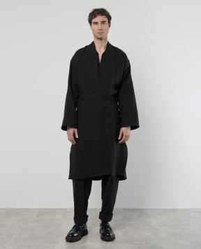 Jan Jan Van Essche Черный удлиненный кардиган на запах KIMONO14WASHISHIRTING