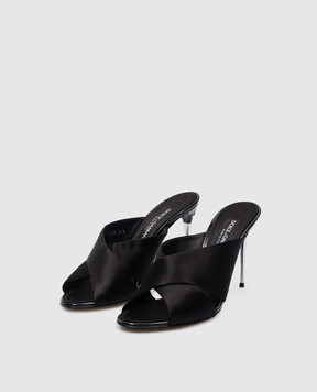 Dolce&Gabbana Черные кожаные мюли Keira с шелком CR1738AV799
