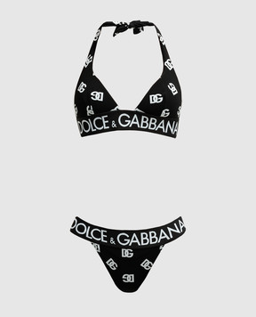 Dolce&Gabbana Чорний купальник з принтом DG O8B67JFSG1W