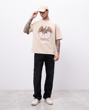AMIRI Бежевая футболка WASH PEGASUS с логотипом AMJYTE1130