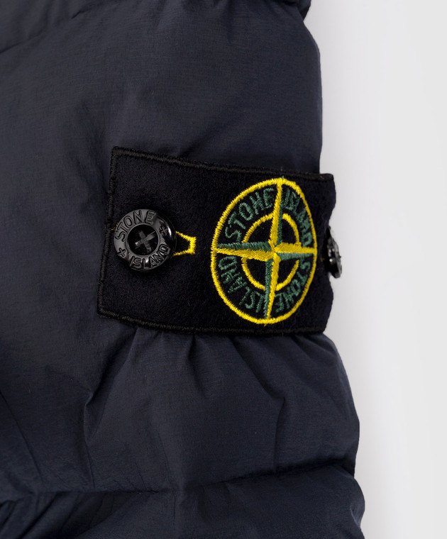 Stone Island Дитячий синій стьобаний пуховик з патчем логотипа 81164072868 зображення 3