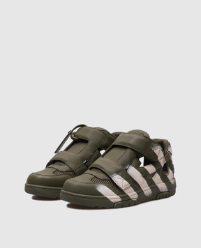 Off-White Шкіряні кросівки Оut Оf Оffice кольору хакі з вирізами OMIA29SZ25LEA001