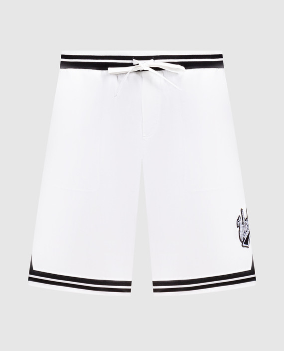 White shorts with logo patch