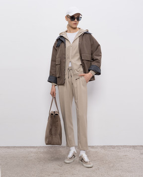 Brunello Cucinelli Бежевая спортивная куртка с цепочкой мониль MP827FB706