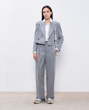 Brunello Cucinelli Серые брюки с шерстью в полоску MD589P8725
