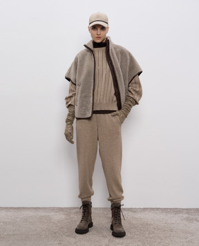 Brunello Cucinelli Бежевий светр з кашеміру з паєтками M12215100P