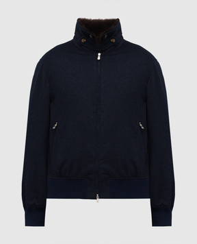 Brunello Cucinelli Синя куртка з кашеміру з овчиною MM4006889