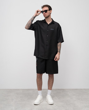 Off-White Черные шорты с принтом эмблемы Barber Arrow OMCB092S25FAB005