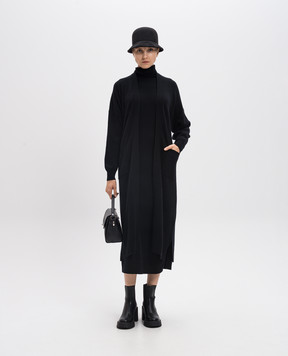 Allude Черный удлиненный кардиган из шерсти и кашемира 24517030