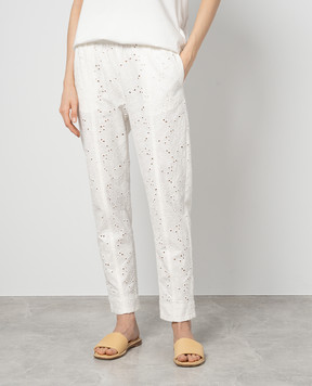 Twinset Білі штани з вишивкою бродері 241LL2JBB