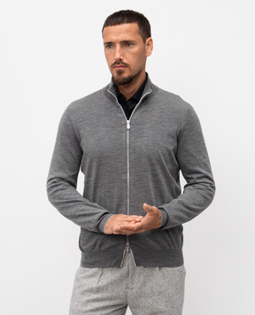 Brunello Cucinelli Сірий кардиган з вовни та кашеміру M2400106