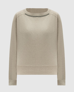 Brunello Cucinelli Бежевий джемпер з кашеміру з ланцюжка моніль M12167908P
