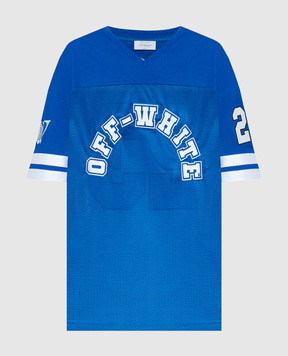 Off-White Синя футболка Football Mesh з нашивкою логотипа OMAA169S24JER002