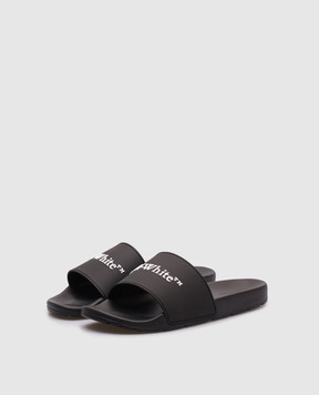 Off-White Черные шлепанцы с логотипом OMIU002C99MAT001