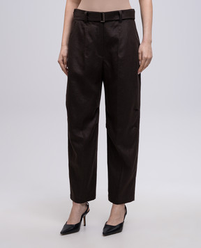 Brunello Cucinelli Коричневі штани з льону ML142P8559