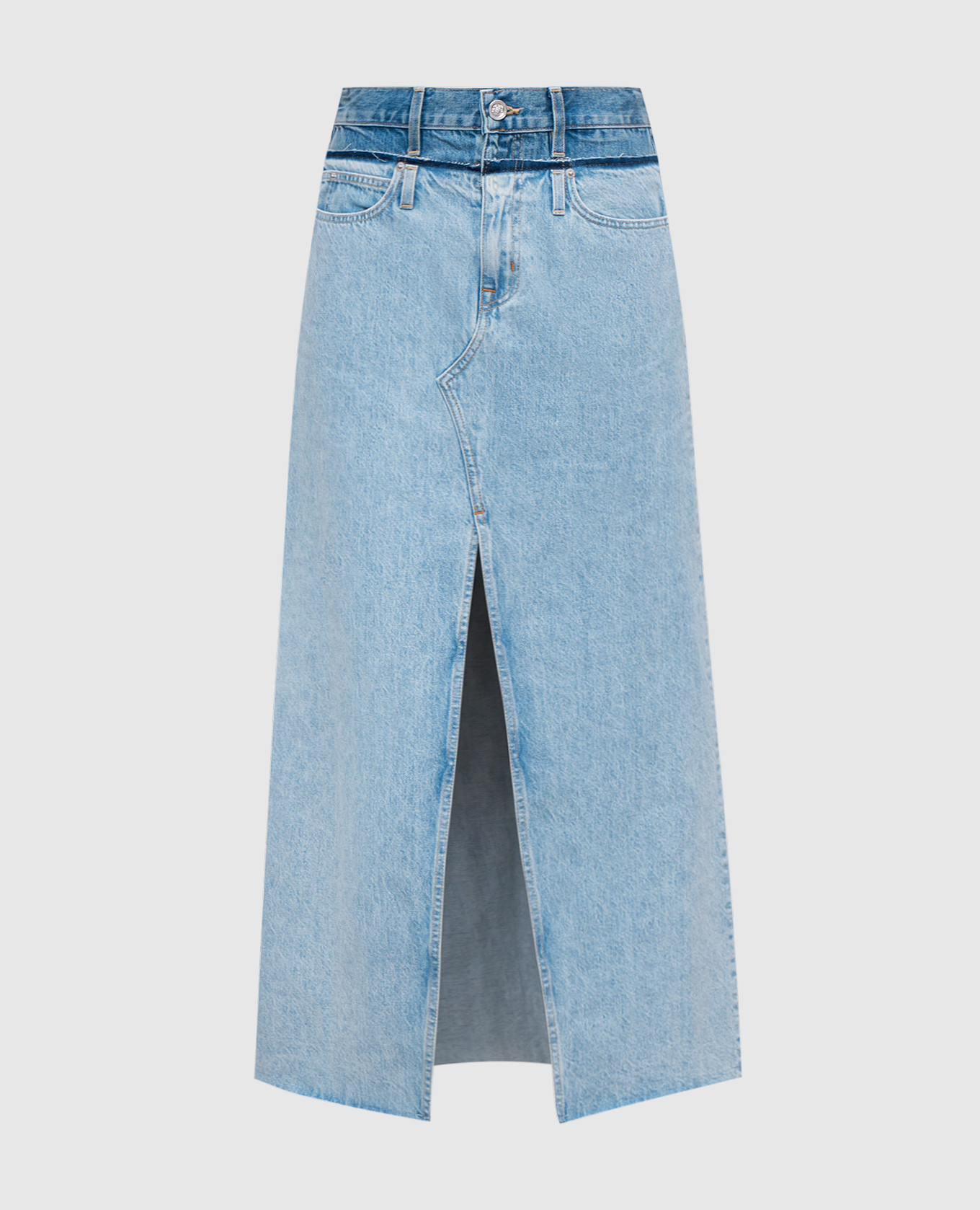 

Голубая джинсовая юбка макси Re-Work Dallas с разрезом, Голубой, Юбки-а-силуэта