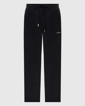Off-White Черные спортивные штаны с эмблемой Arrow с принтом OMCH054S25FLE004