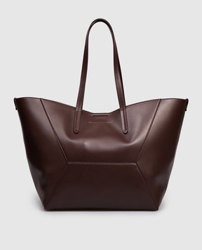Brunello Cucinelli Бордова шкіряна сумка-тоут BC Duo MBTKD2571