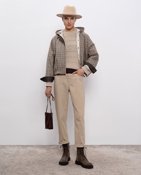 Brunello Cucinelli Бежевий светр з кашеміру та шовку MBM738200P