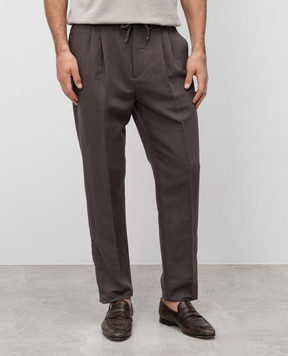 Brunello Cucinelli Серые брюки с льном MH255E1710