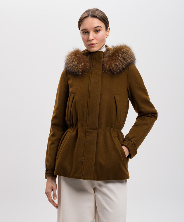 Loro Piana Коричневая парка Icery из кашемира с мехом FAF8086 изображение 3