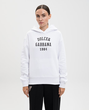 Dolce&Gabbana Белые худи с вышивкой логотипа F9S48ZGDDBA