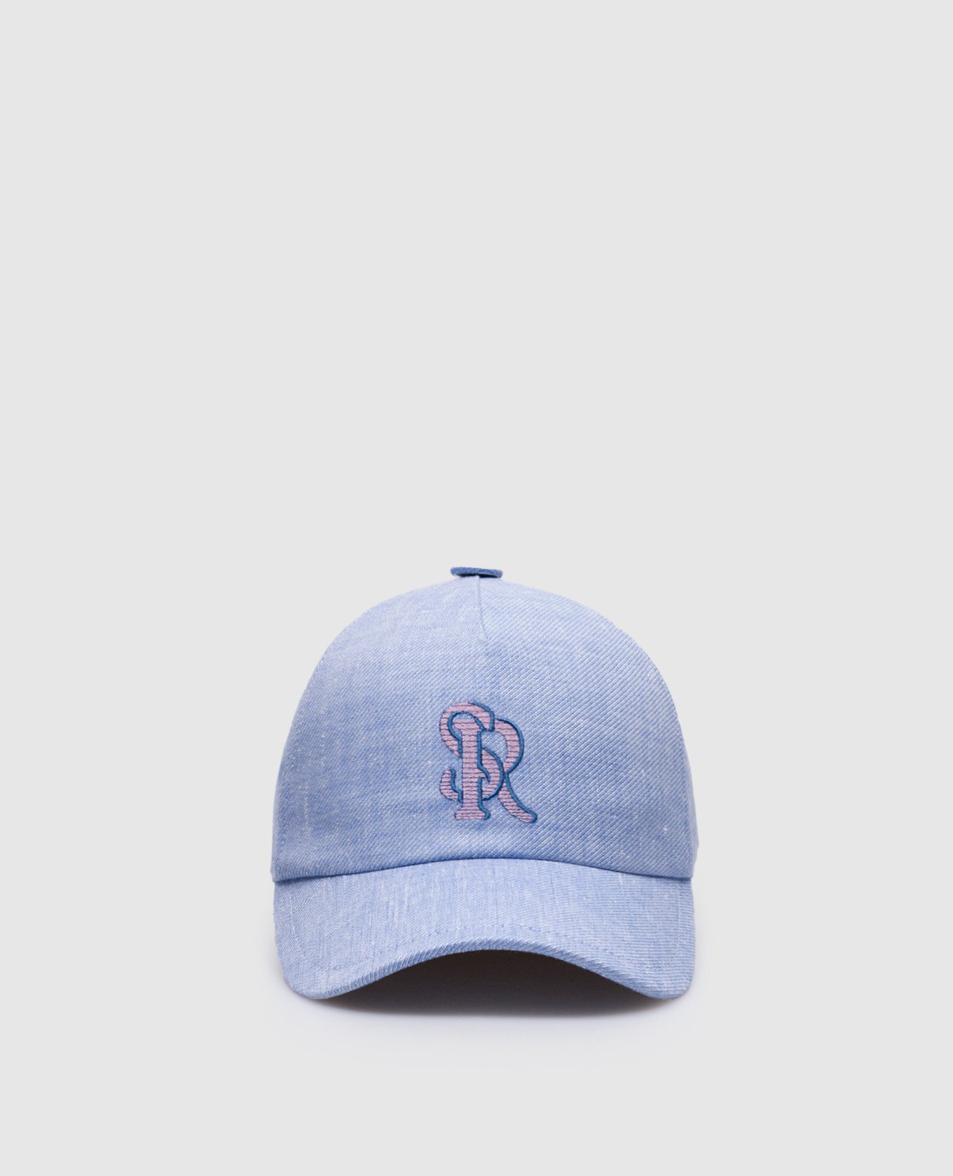 Blue cap in wool and silk with logo monogram embroidery