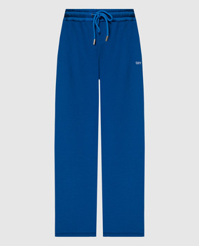 Off-White Синие спортивные брюки с вышивкой Off OMCH054S24FLE001