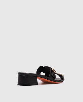 Santoni Черные кожаные мюли WHVC70987HA2TLGA