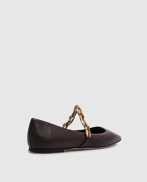 Jimmy Choo Коричневые кожаные балетки Diamond Tilda Flat DIAMONDTILDAFLATCW