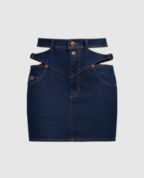 Versace Jeans Couture Синяя юбка джинсовая с логотипом в стиле барокко 76HAE858DW023L54