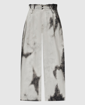 Y`S Yamamoto Серые брюки с абстрактным принтом YSP02014