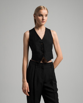 Brunello Cucinelli Черный жилет с леном с цепочкой мониль MH126HU826