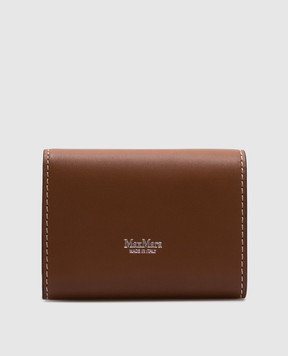 Max Mara Коричневый кожаный портмоне с логотипом COMPACTWALLET2