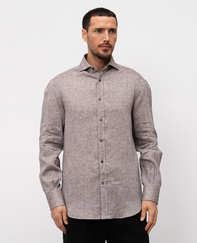 Brunello Cucinelli Коричневая рубашка из льна MM6840028