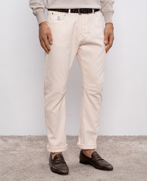 Brunello Cucinelli Рожеві джинси зі шкіряним патчем логотипа M277PX1290