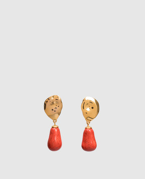 House of Fou Золотисті сережки Lake Coral з позолотою 22 карат LAKEDROP
